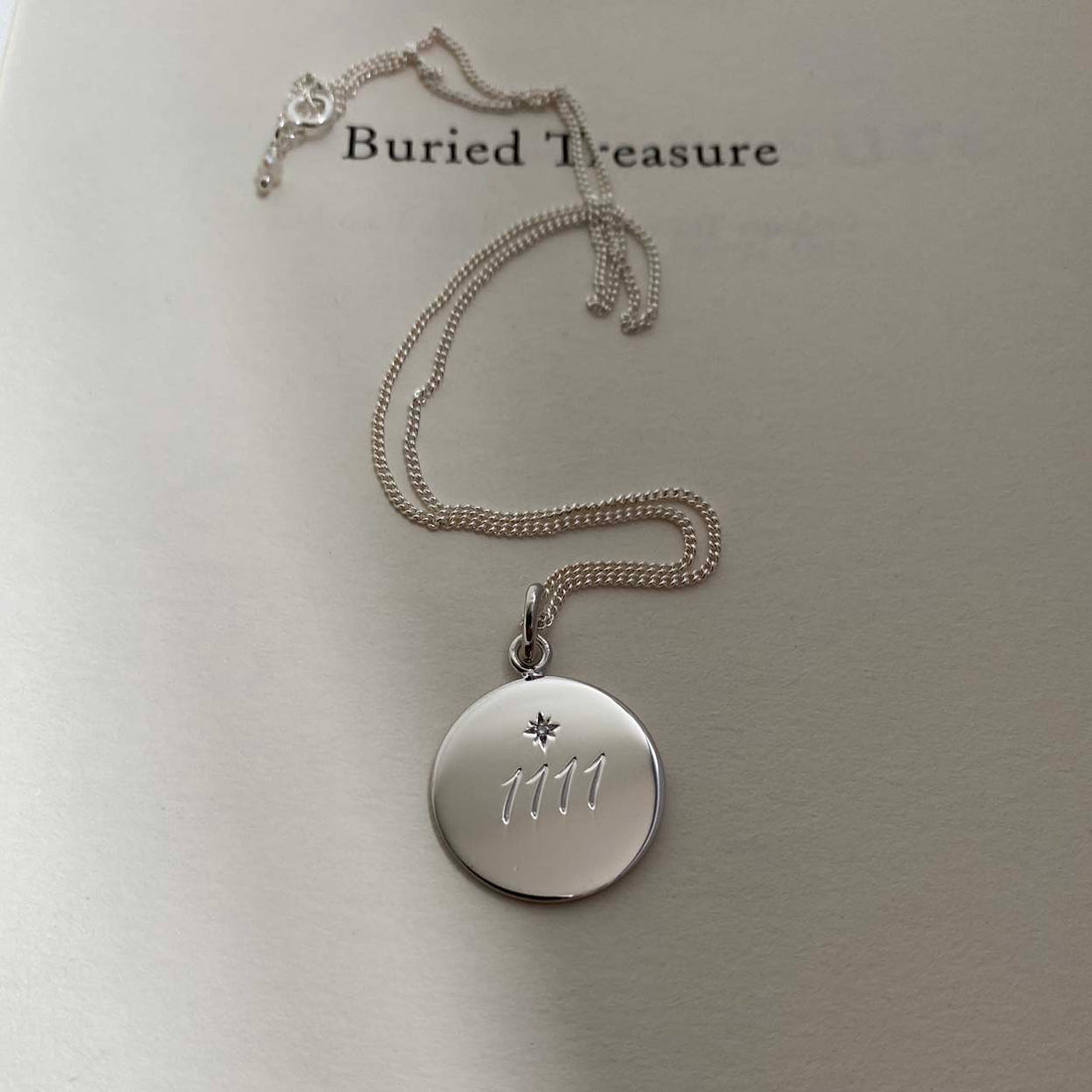 Gold Silver 1111 necklace with engraved numerals, symbol of manifestation and intuition