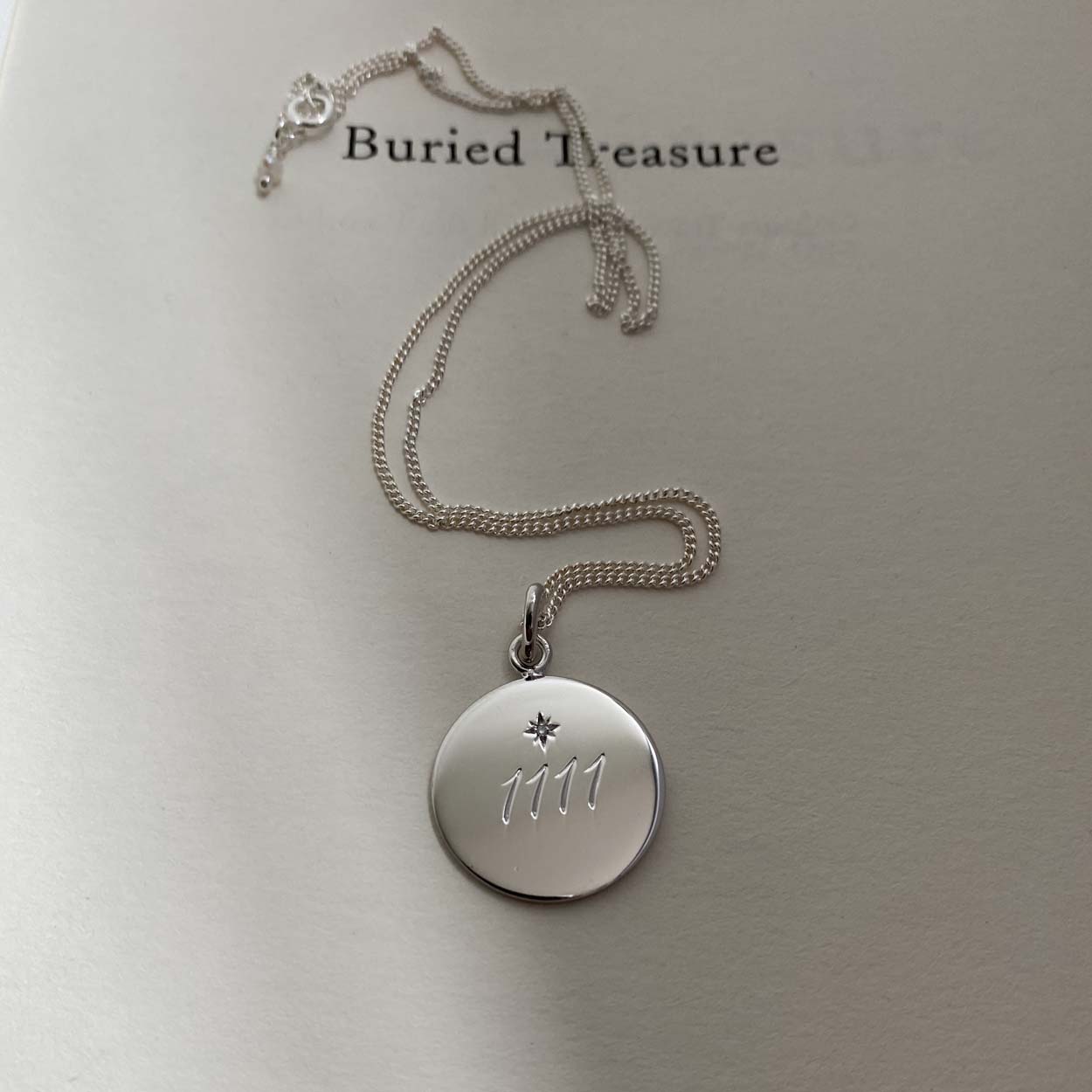 Gold Silver 1111 necklace with engraved numerals, symbol of manifestation and intuition