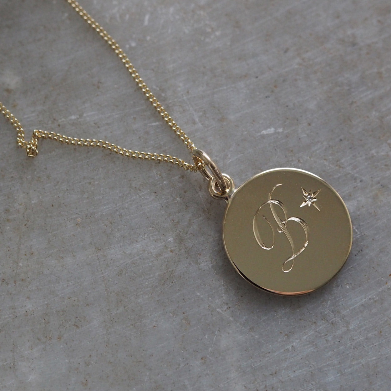 Diamond Initial Necklace in Solid Gold