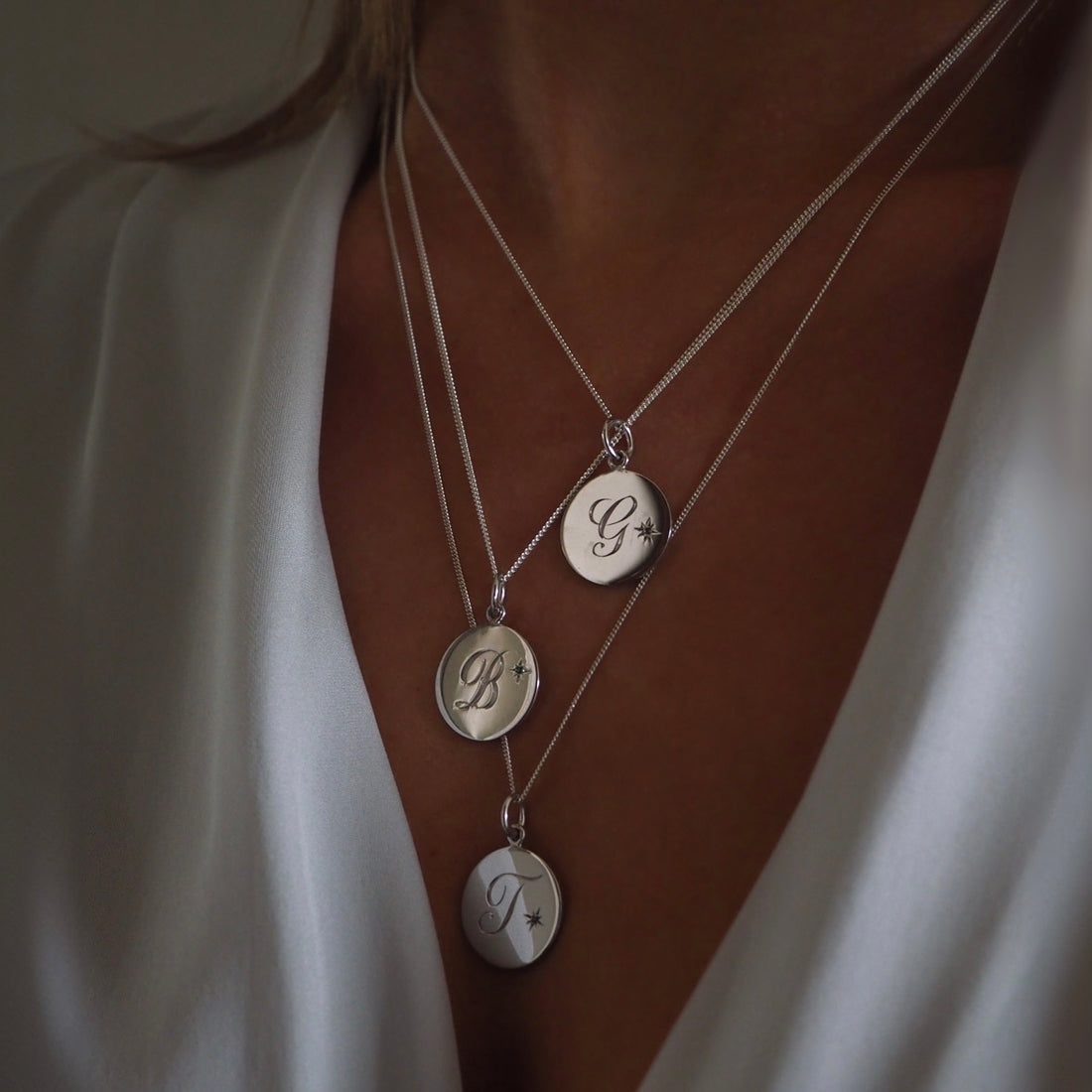 Birthstone June Alexandrite Initial Necklace in Sterling Silver