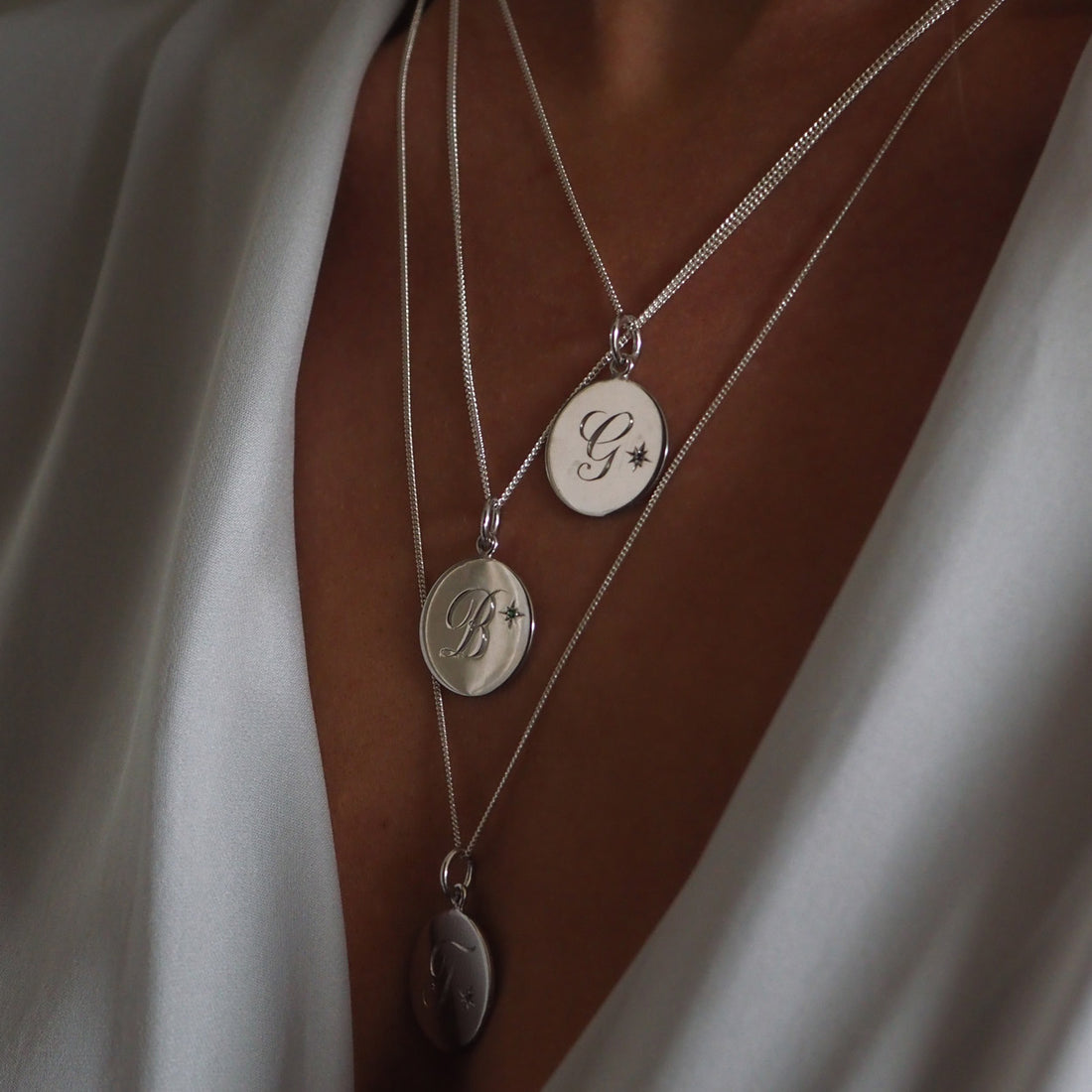 Amethyst Initial Necklace in Sterling Silver by Bianca Jones Jewellery