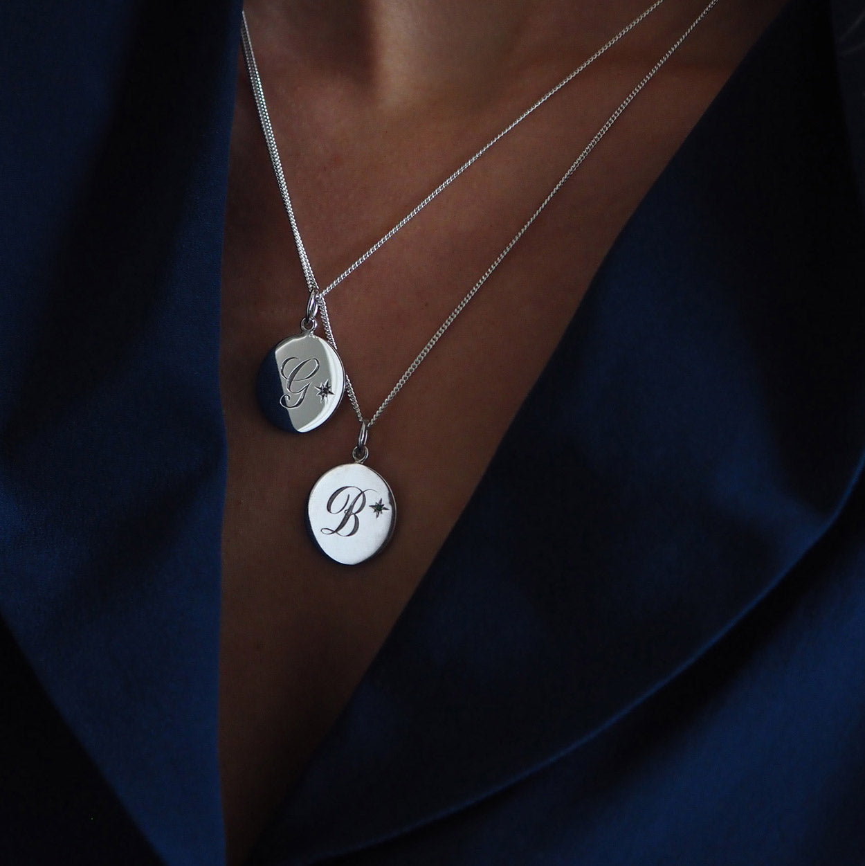 Birthstone October Pink Tourmaline Initial Necklace in Sterling