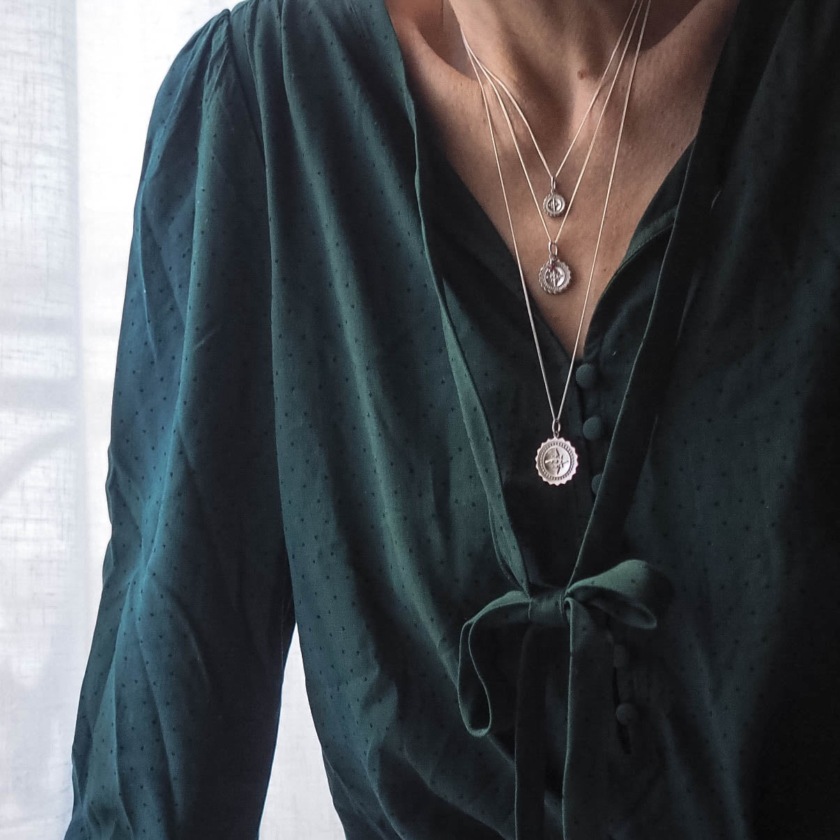 Compass Necklace - Small, Sterling Silver