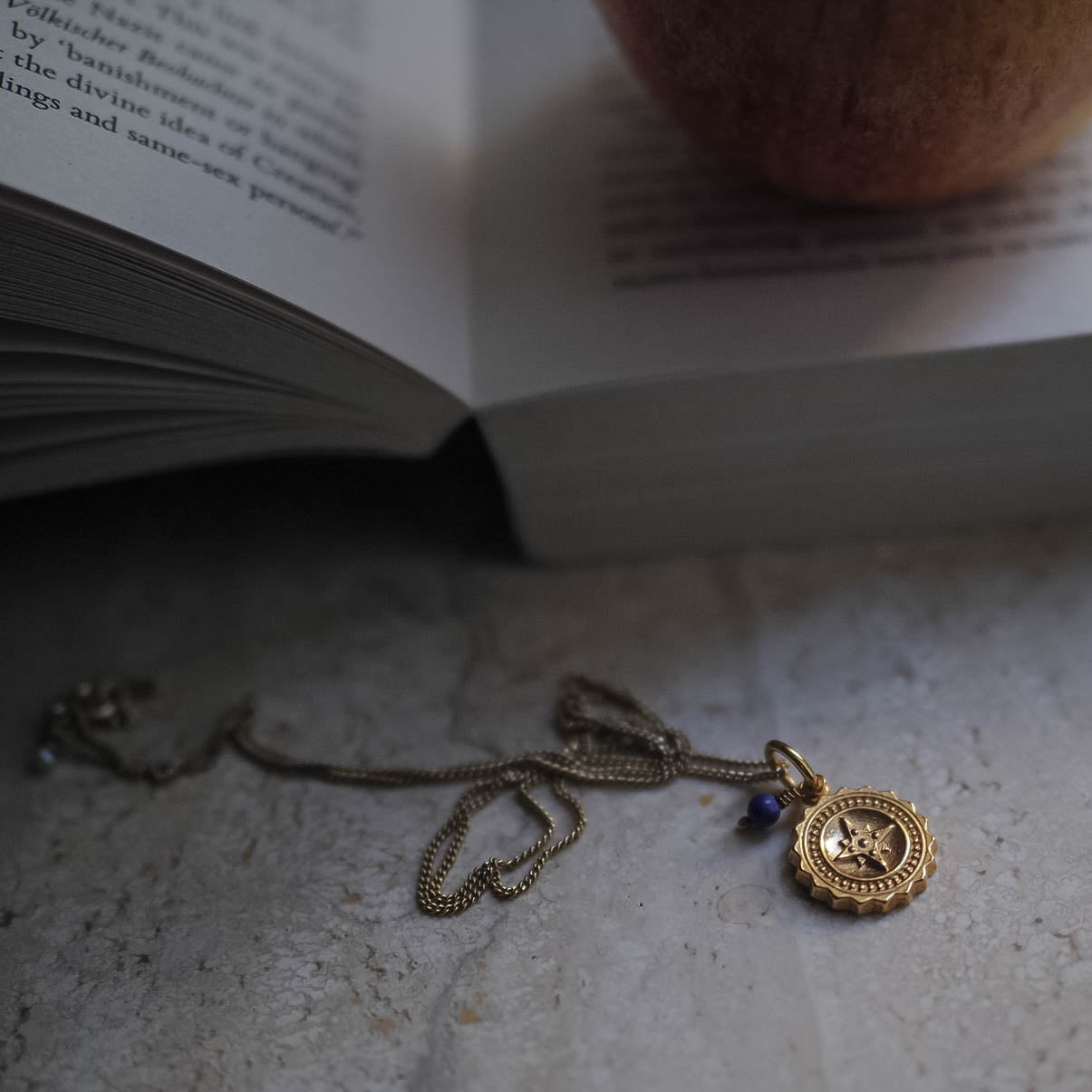 Bianca Jones Compass Midi Necklace with Lapis Lazuli: A gift of guidance and protection for adventurers, enhancing joy and vitality on their journey.