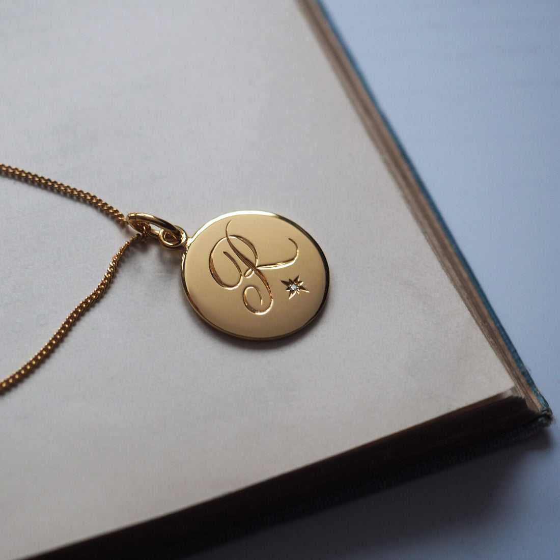 Diamond Initial Necklace in Yellow Gold Vermeil