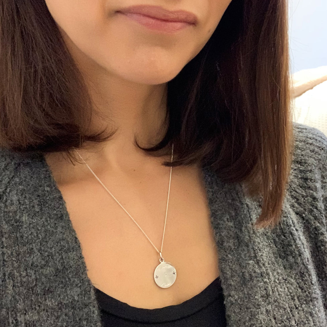 Double Name Necklace with Birthstones Silver or Gold