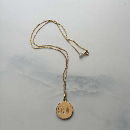 Double Script Initial Hand-Engraved Necklace in Sterling Silver or Gold Vermeil