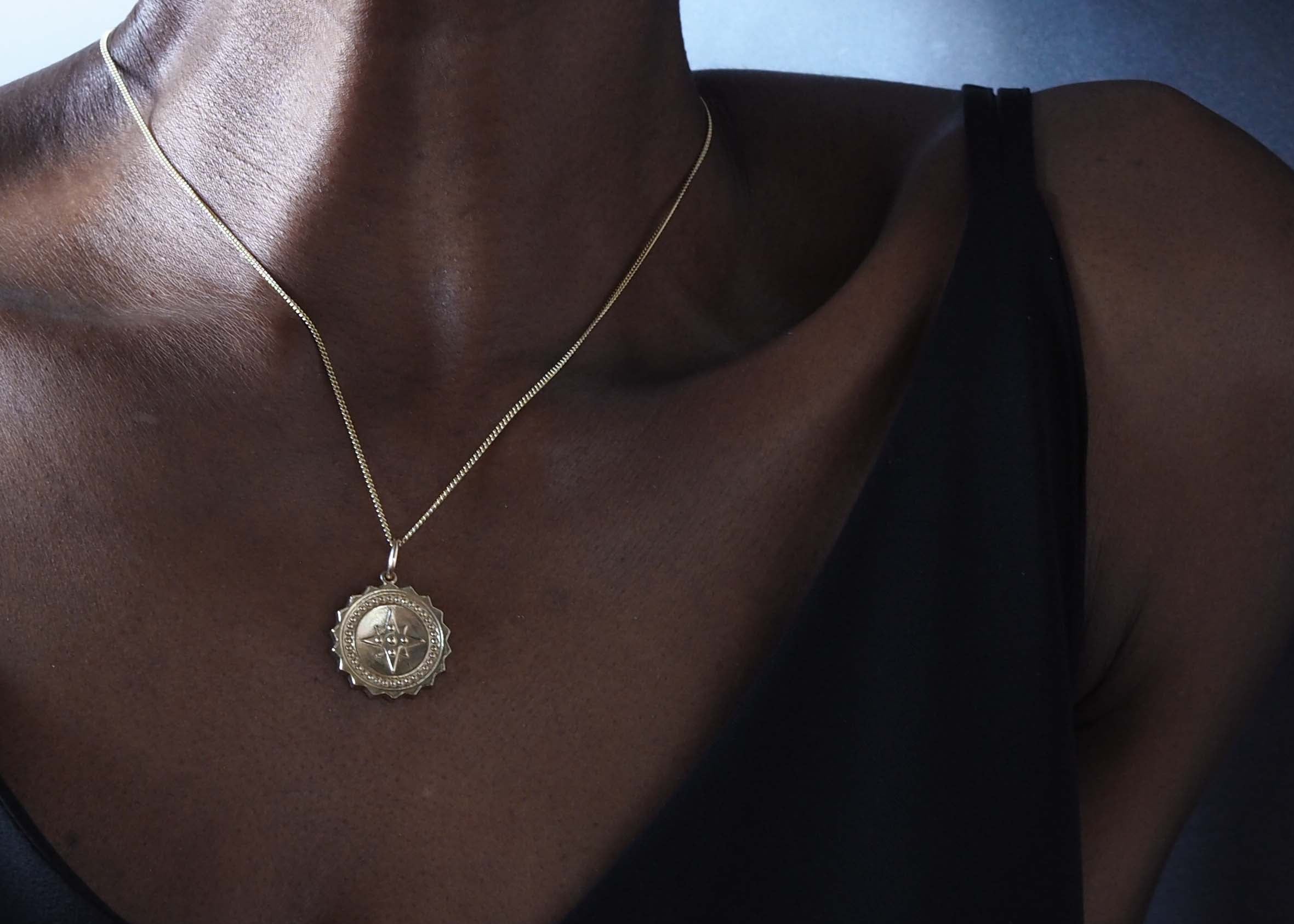 Compass Necklace in 9ct Solid Gold, a meaningful gift symbolising guidance and protection, inspired by ocean voyages and adventure, available in yellow, white, and rose gold