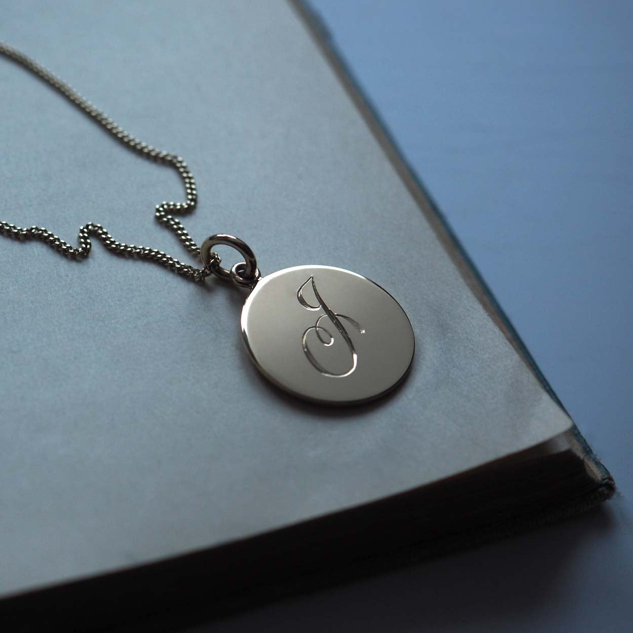 Solid gold initial necklace in yellow, rose, or white gold