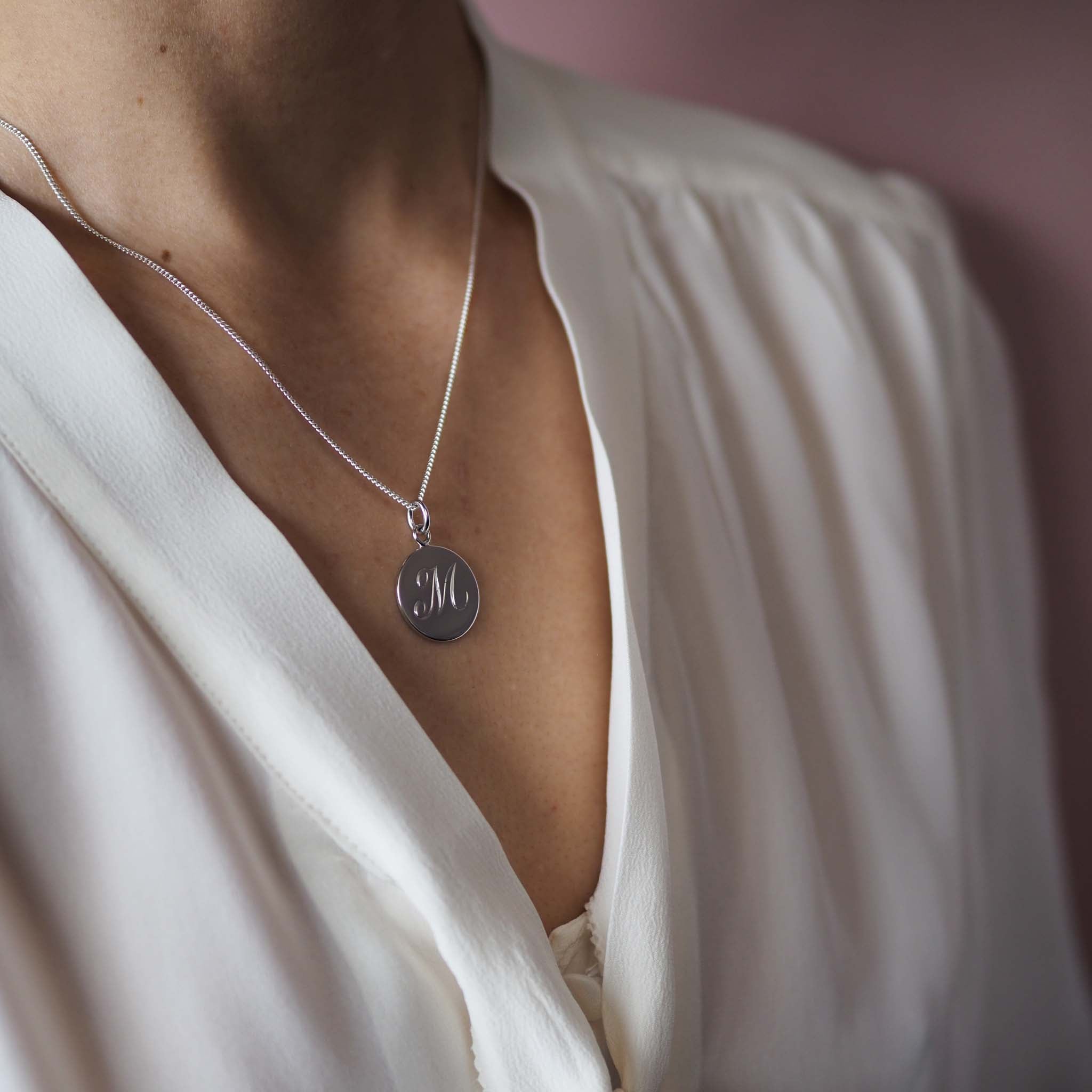 Solid gold initial necklace in yellow, rose, or white gold