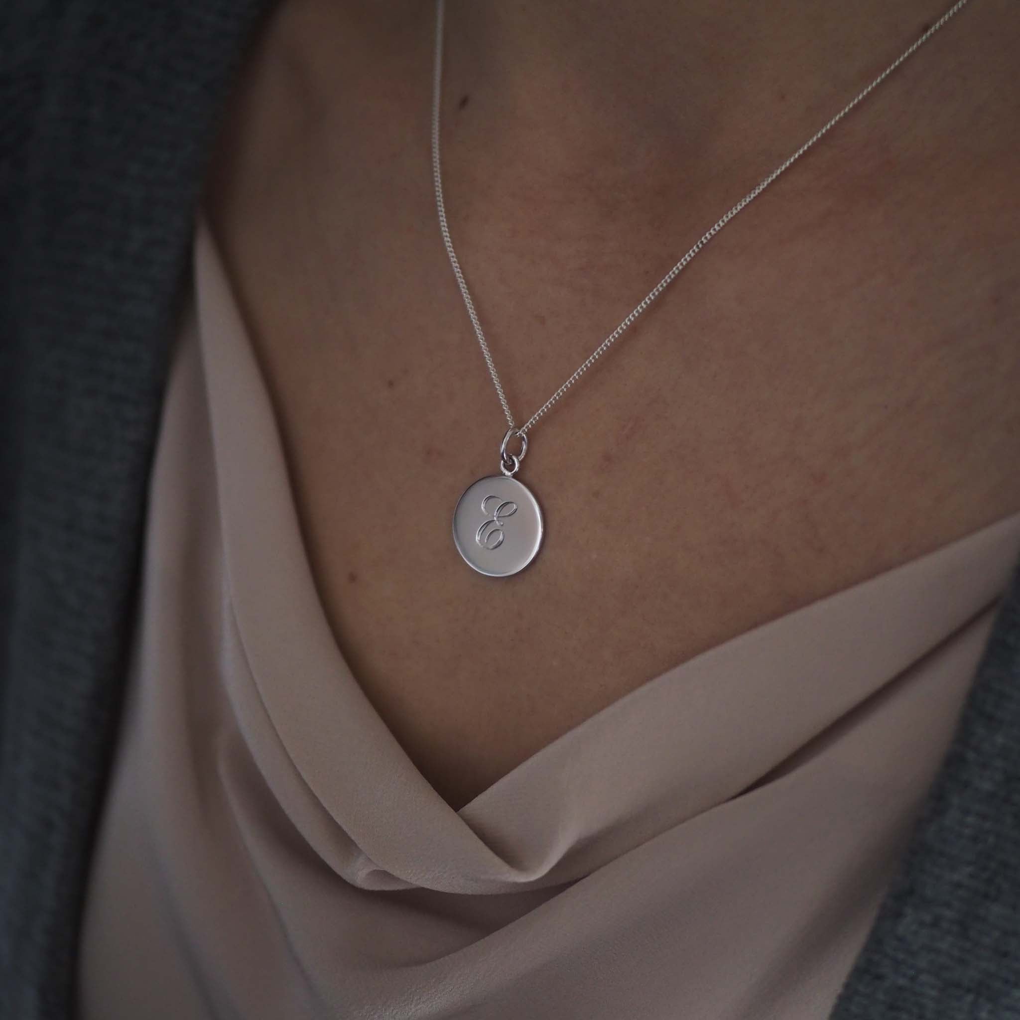 Solid gold initial necklace in yellow, rose, or white gold