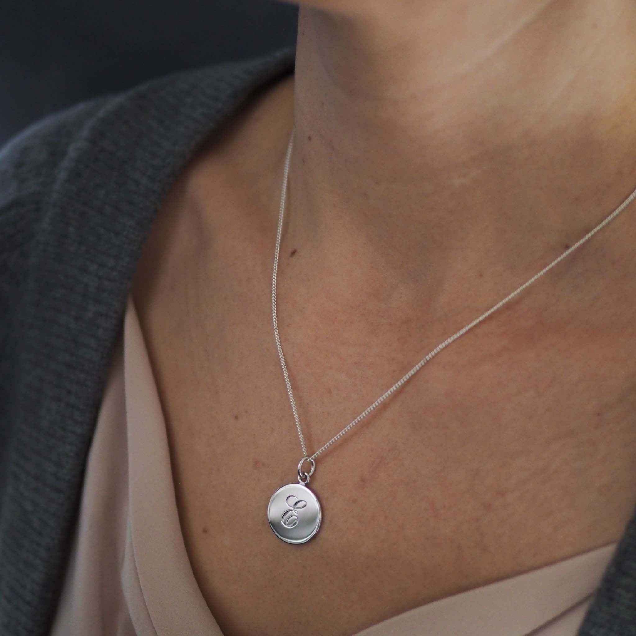 Solid gold initial necklace in yellow, rose, or white gold