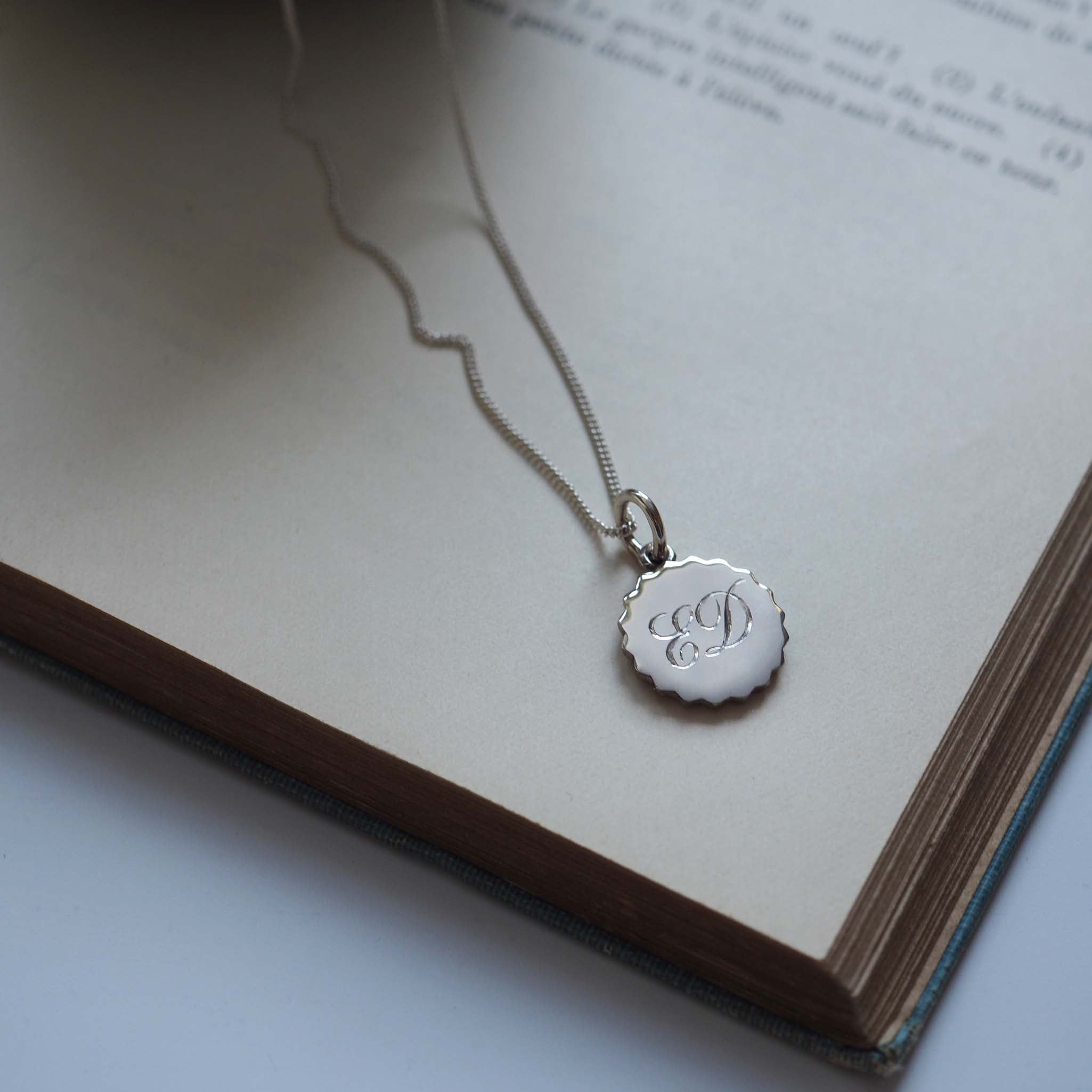Bianca Jones Midi Compass with Hand-Engraved Initial - Personalised Gold or Silver Pendant 
