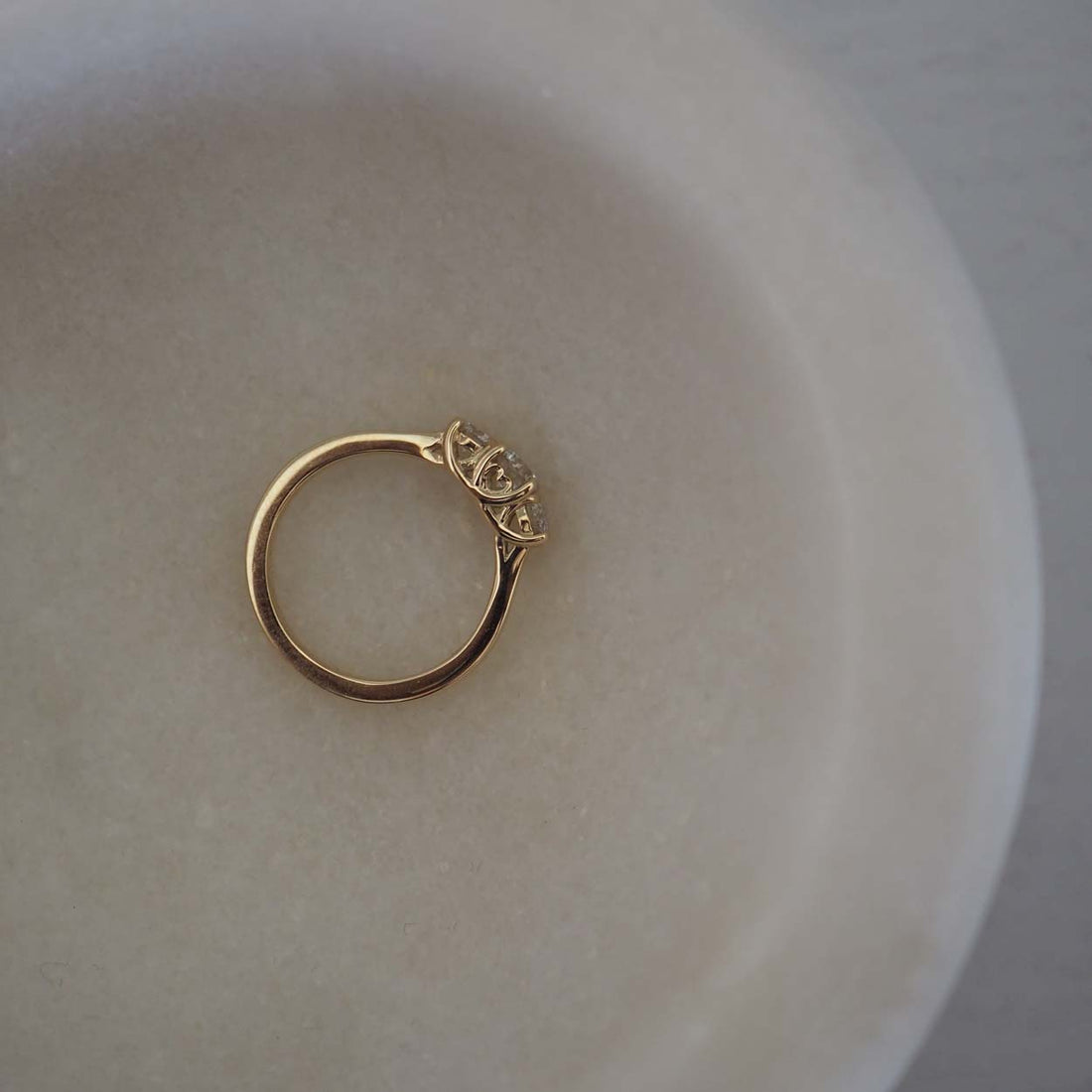 Bespoke Round Diamond Engagement Ring with Customisable Semi-Precious Side Stones and Secret Heart Detail in Recycled Yellow Gold, Handcrafted in London by Bianca Jones