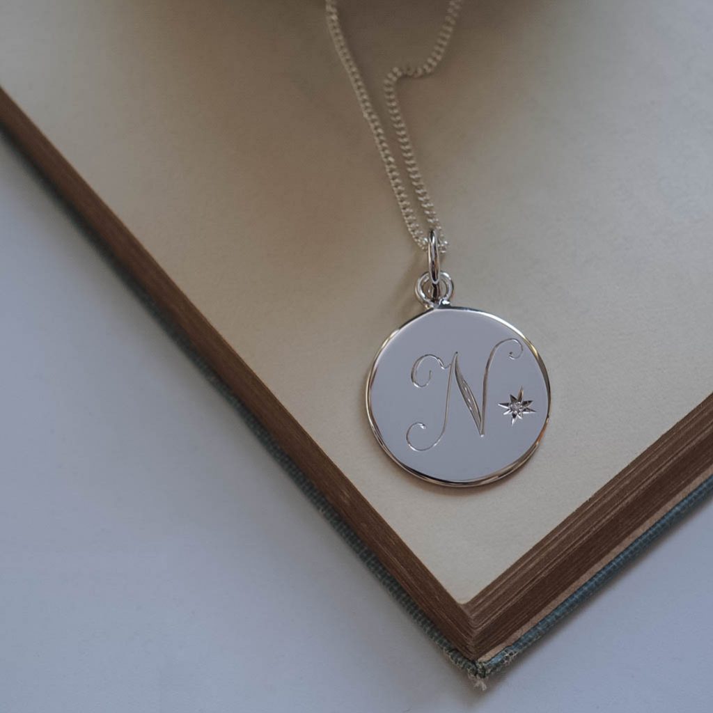 April Diamond Initial Necklace by Bianca Jones in Sterling Silver