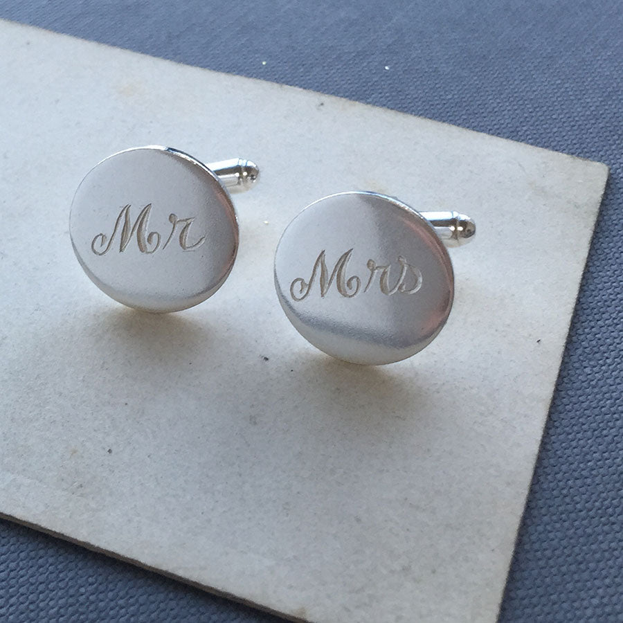 Engraved Mr and Mrs Cufflinks