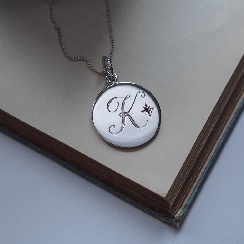 Garnet Initial Necklace