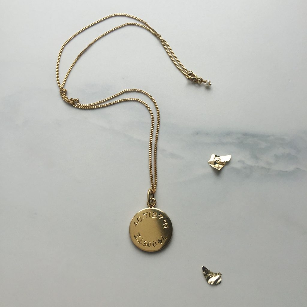 Latitude and Longitude Necklace in Gold Vermeil by Bianca Jones Jewellery