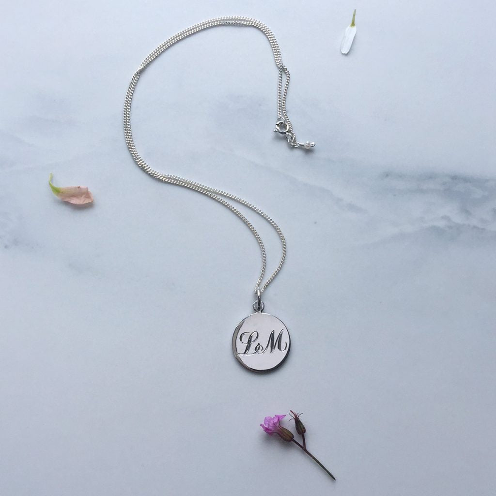 Double Initial Necklace in Silver
