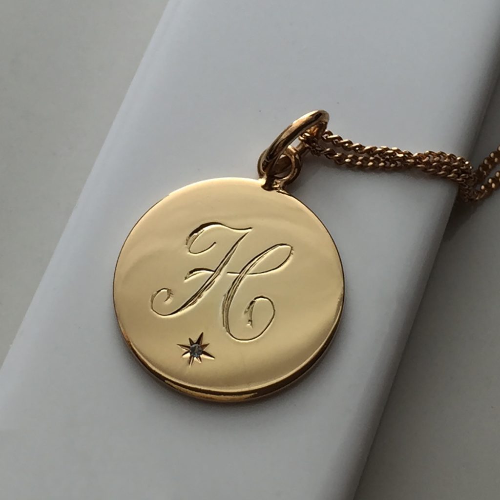 June Birthstone Initial Necklace in Rose Gold Vermeil