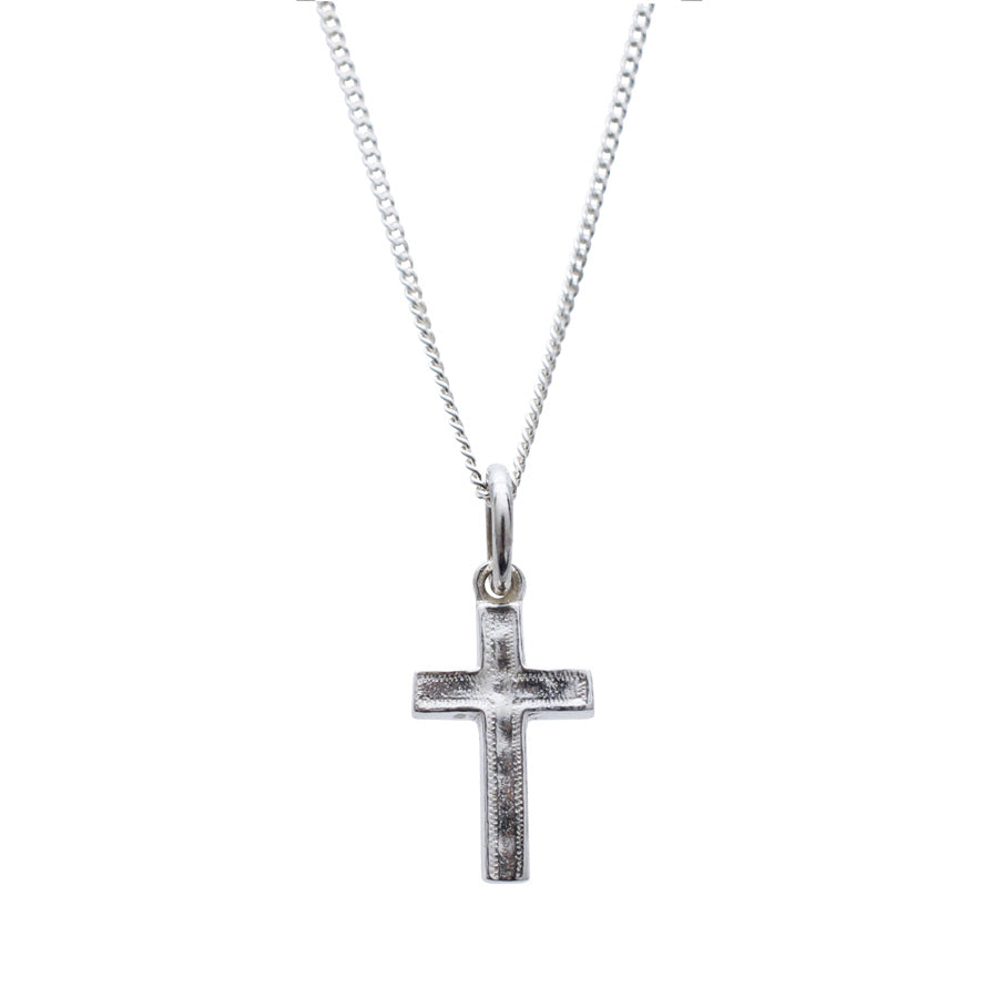 Sterling silver cross necklace handcrafted in recycled silver. A meaningful pendant symbolising faith, protection, and quiet strength.