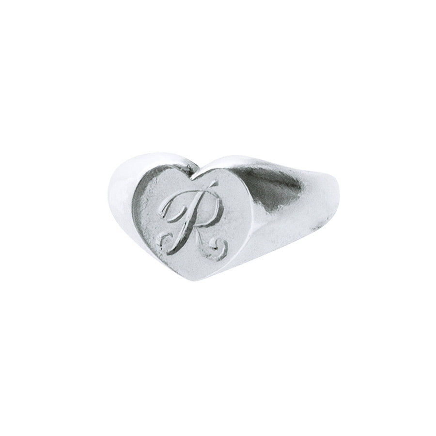 Engraved Heart Signet Ring