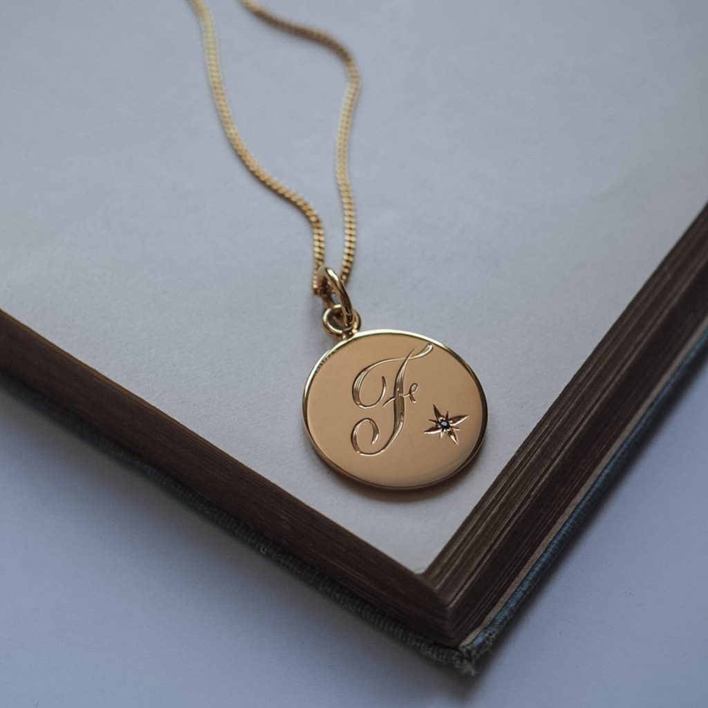 Sapphire Initial Necklace in Gold Vermeil by Bianca Jones