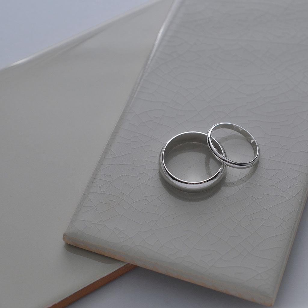 Bianca Jones bespoke wedding bands, crafted in elegant white gold, symbolising unique and timeless love.