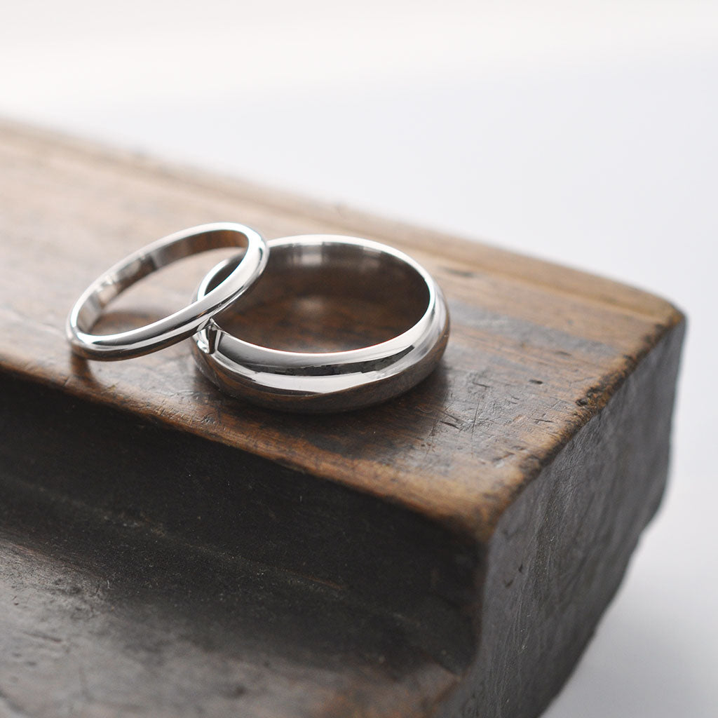 Bianca Jones bespoke wedding bands, crafted in elegant white gold, symbolising unique and timeless love.