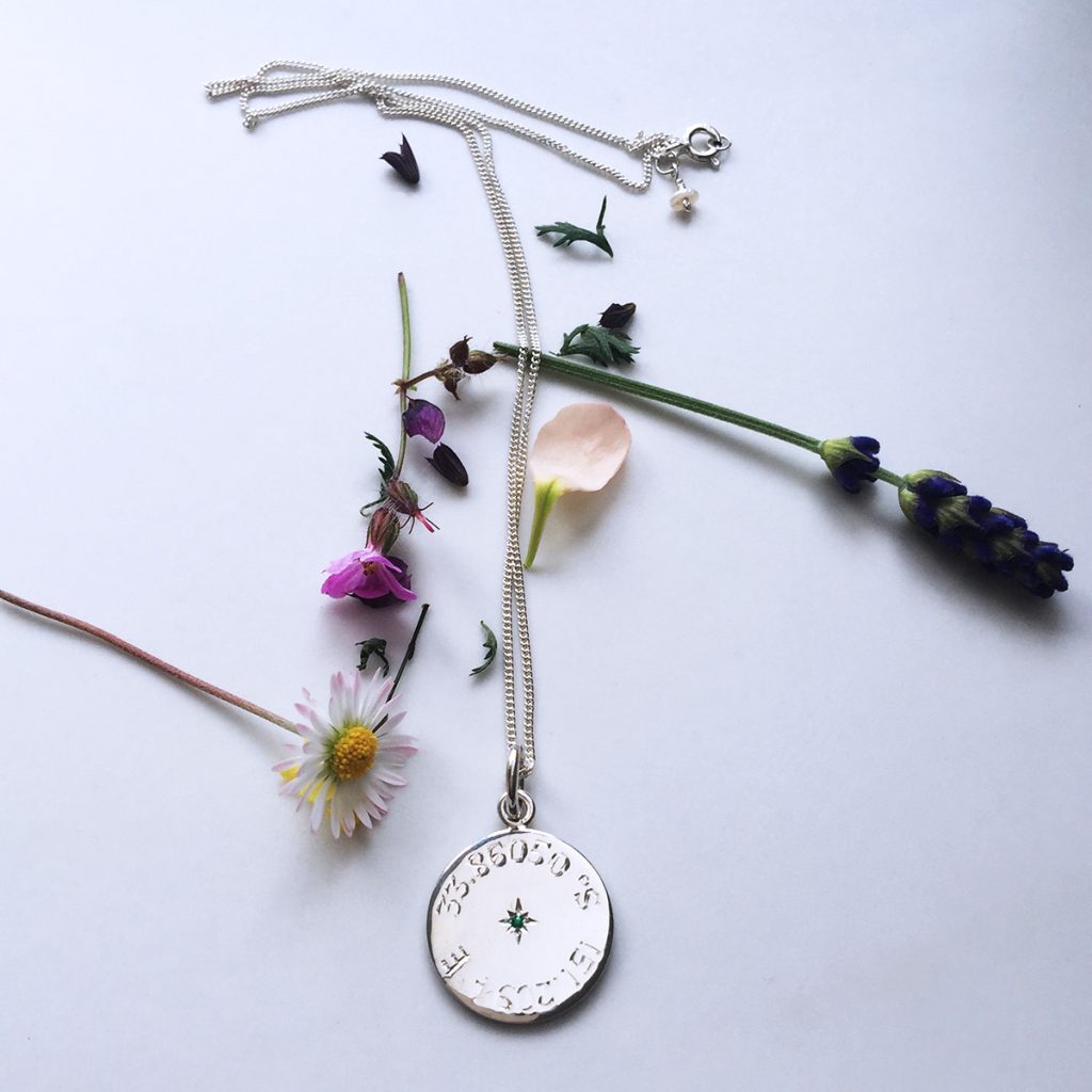 Birthstone Latitude and Longitude in Sterling Silver