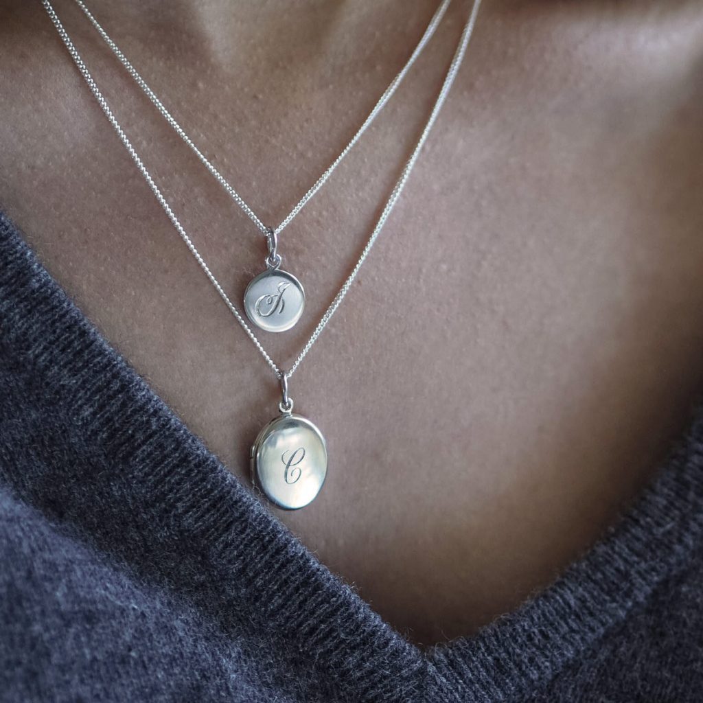 Initial Locket Necklace in Sterling Silver made by Bianca Jones Jewellery
