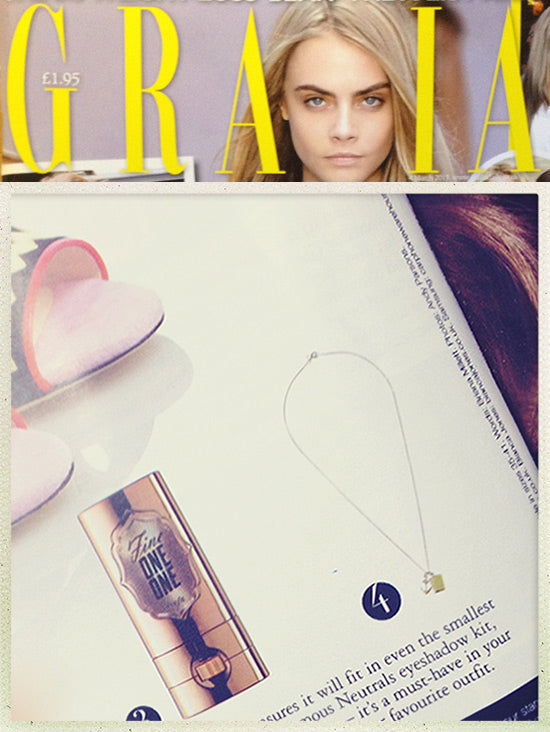 Bianca Jones Forever Lucky Necklace in 18ct Gold Vermeil, featuring anchor, ace, and heart charms, described as a gorgeous vintage piece in Grazia.