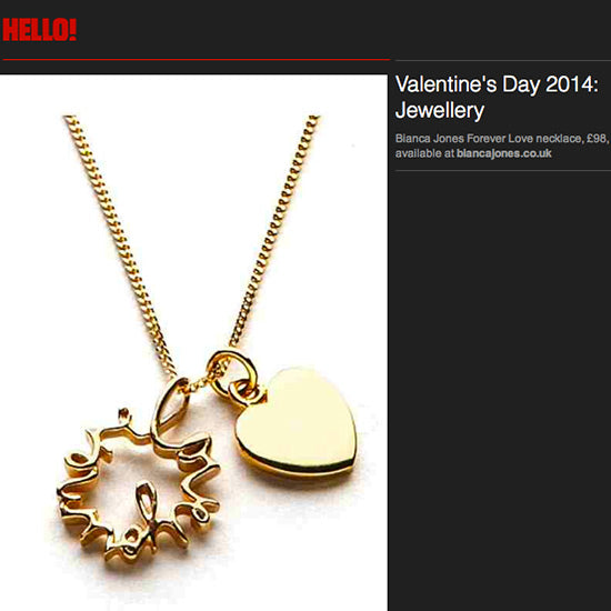 Bianca Jones Love Heart and Love You More Necklaces Featured in HELLO! Valentine's Day Gift Guide