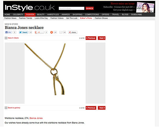 Bianca Jones Small Wishbone Necklace: Featured in InStyle’s Editor’s Picks, this delicate necklace embodies the lucky symbolism of the wishbone, offering elegance and hope.