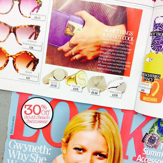 Bianca Jones Heart Signet Ring featured in Look Magazine, showcasing its unique hand-carved heart design.