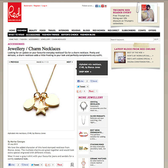 Alphabet Charm Necklace, everyday necklaces : Red Magazine