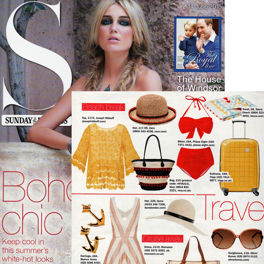 Bianca Jones' Gold Anchor Stud Earrings and Pendant, featured in the Sunday Express, perfect for adding nautical style to your summer wardrobe.