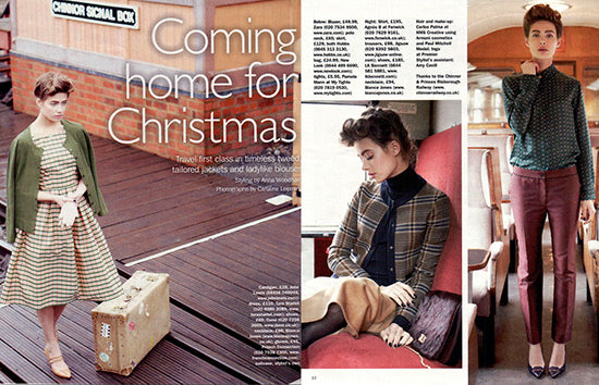 Bianca Jones Compass Necklace styled in S Magazine’s "Coming Home for Christmas" feature, layered over classic winter outfits for a chic and sophisticated look.