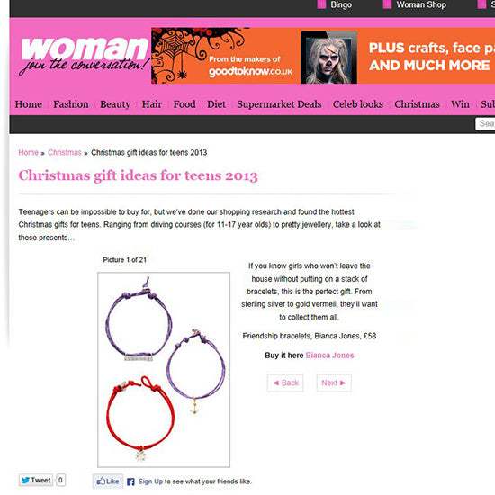 Bianca Jones Peace and Anchor Nautical Bracelet Featured in Woman Online - Christmas Gift Ideas for Teens