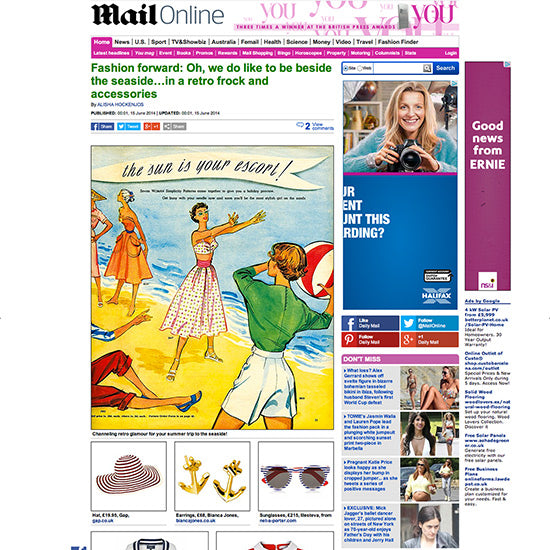 Bianca Jones Anchor Studs featured on The Mail Online and YOU Magazine. Discover the new Anchor Pendant, offering the same retro charm and meaningful design.