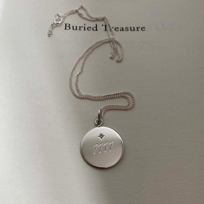 Gold Silver 1111 necklace with engraved numerals, symbol of manifestation and intuition