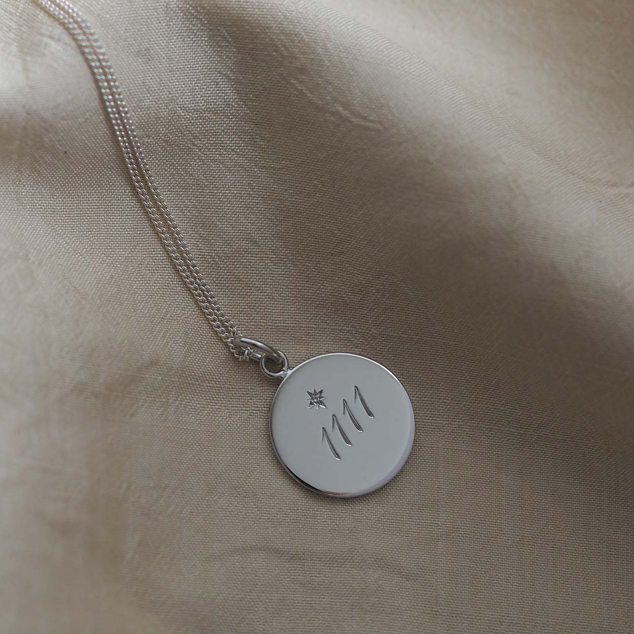 Gold Silver 1111 necklace with engraved numerals, symbol of manifestation and intuition