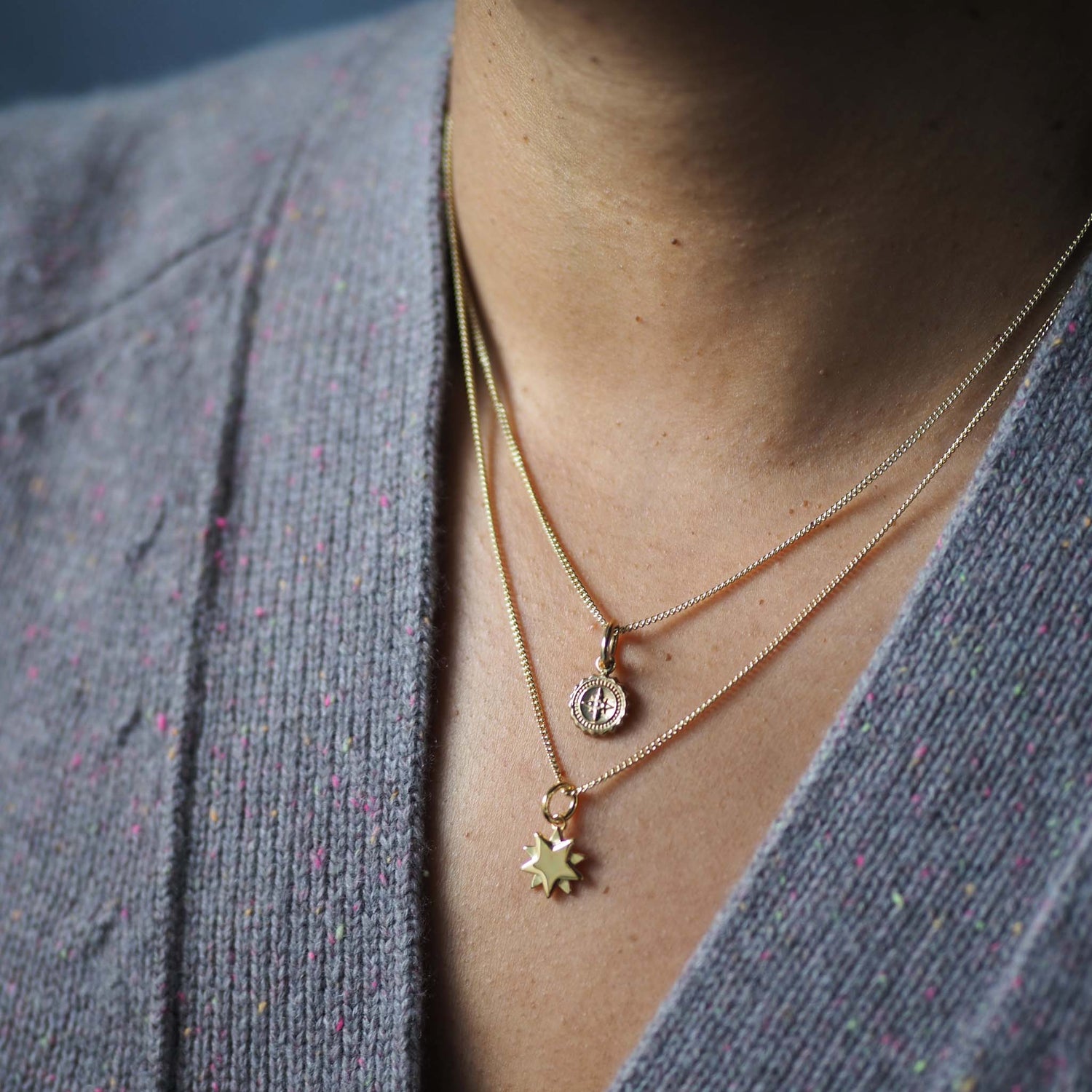 Compass Mini Necklace, a delicate charm symbolising guidance and protection, perfect for travellers and adventurers embarking on new journeys.