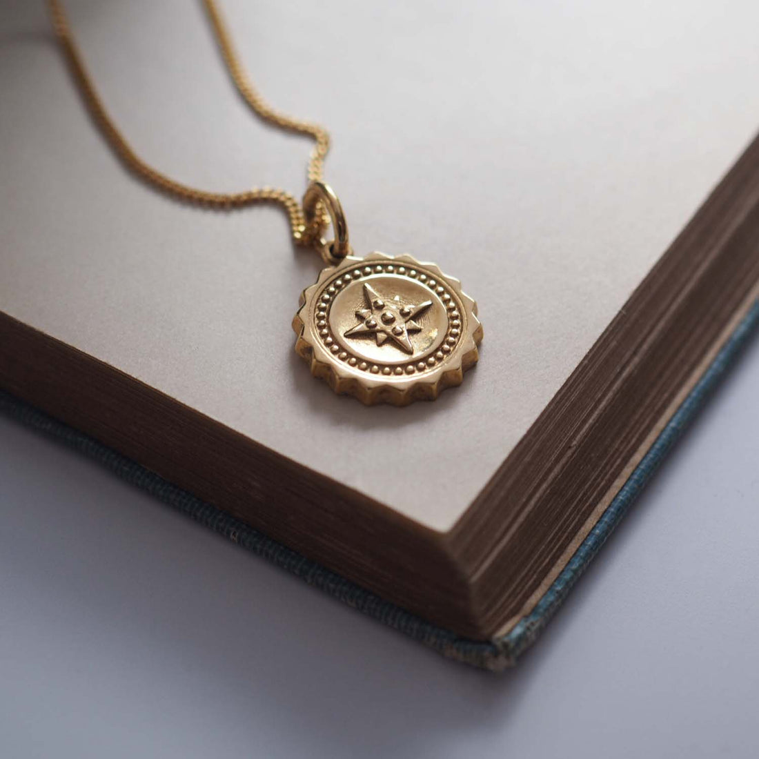 Bianca Jones Compass Engraved pendant with Hand-Engraved Initial - Personalised Gold or Silver Pendant