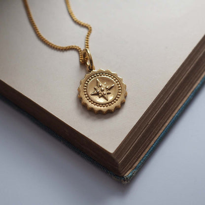 Bianca Jones Compass Midi Pendant in Silver or Gold Vermeil - Navigational jewellery