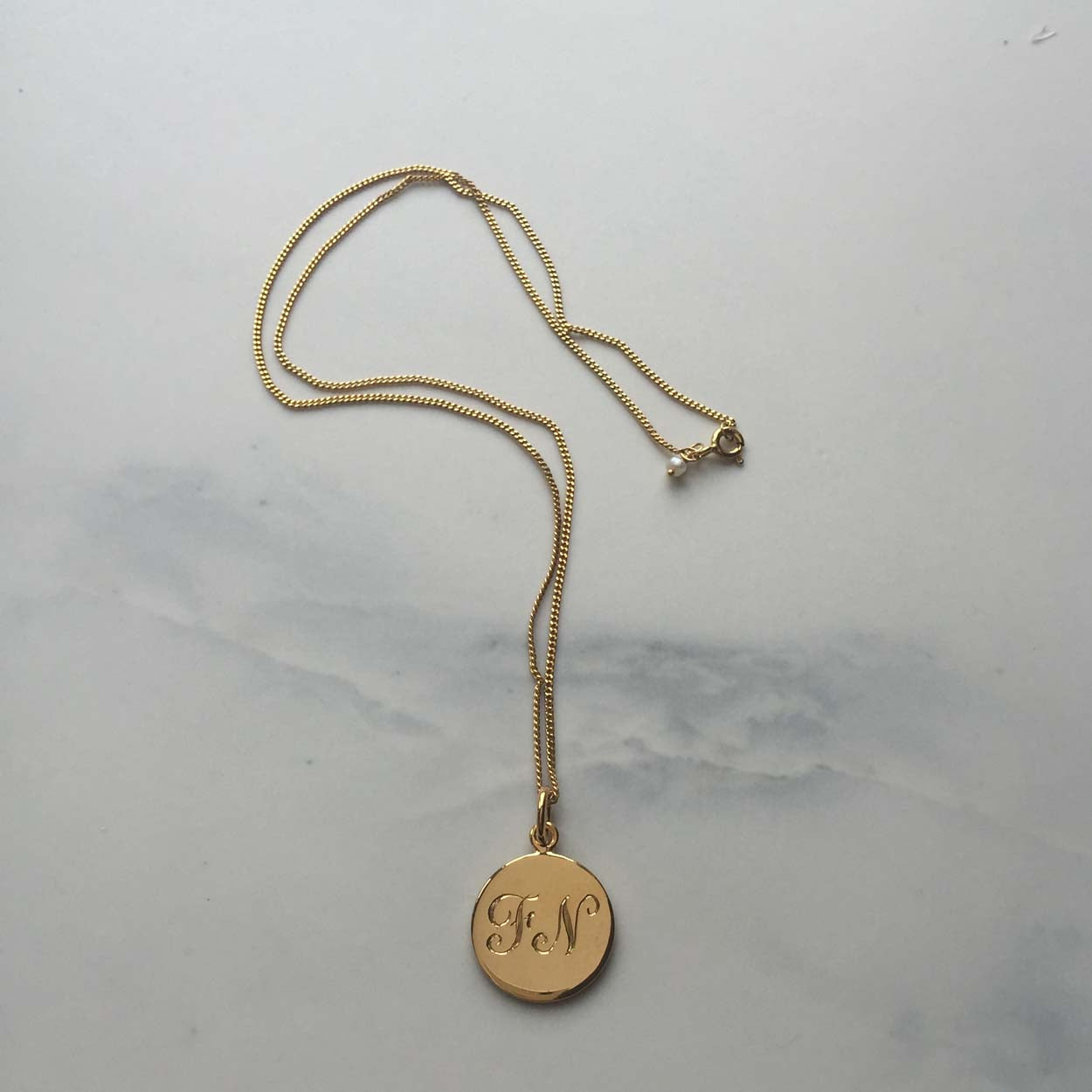 Double Initial Necklace in Solid Yellow Gold Vermeil – Bianca Jones