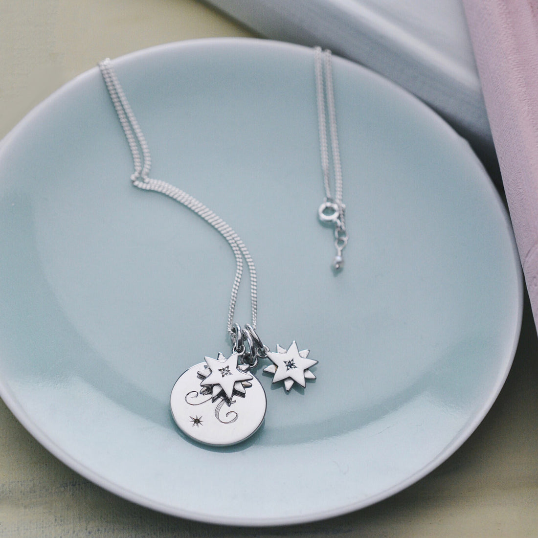 North Star Birthstone & Initial Necklace (Archive)