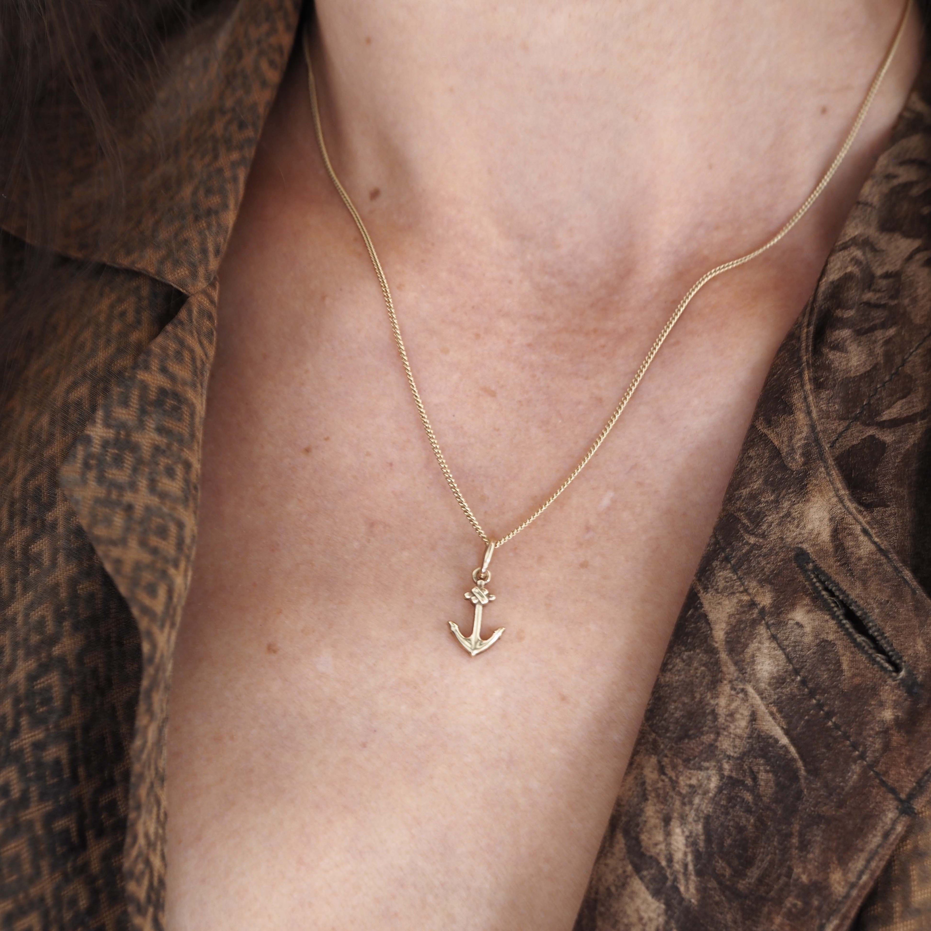 Anchor Necklace in 9ct Solid Gold, available in Yellow, White, and Rose Gold – Timeless Nautical-Inspired Jewellery