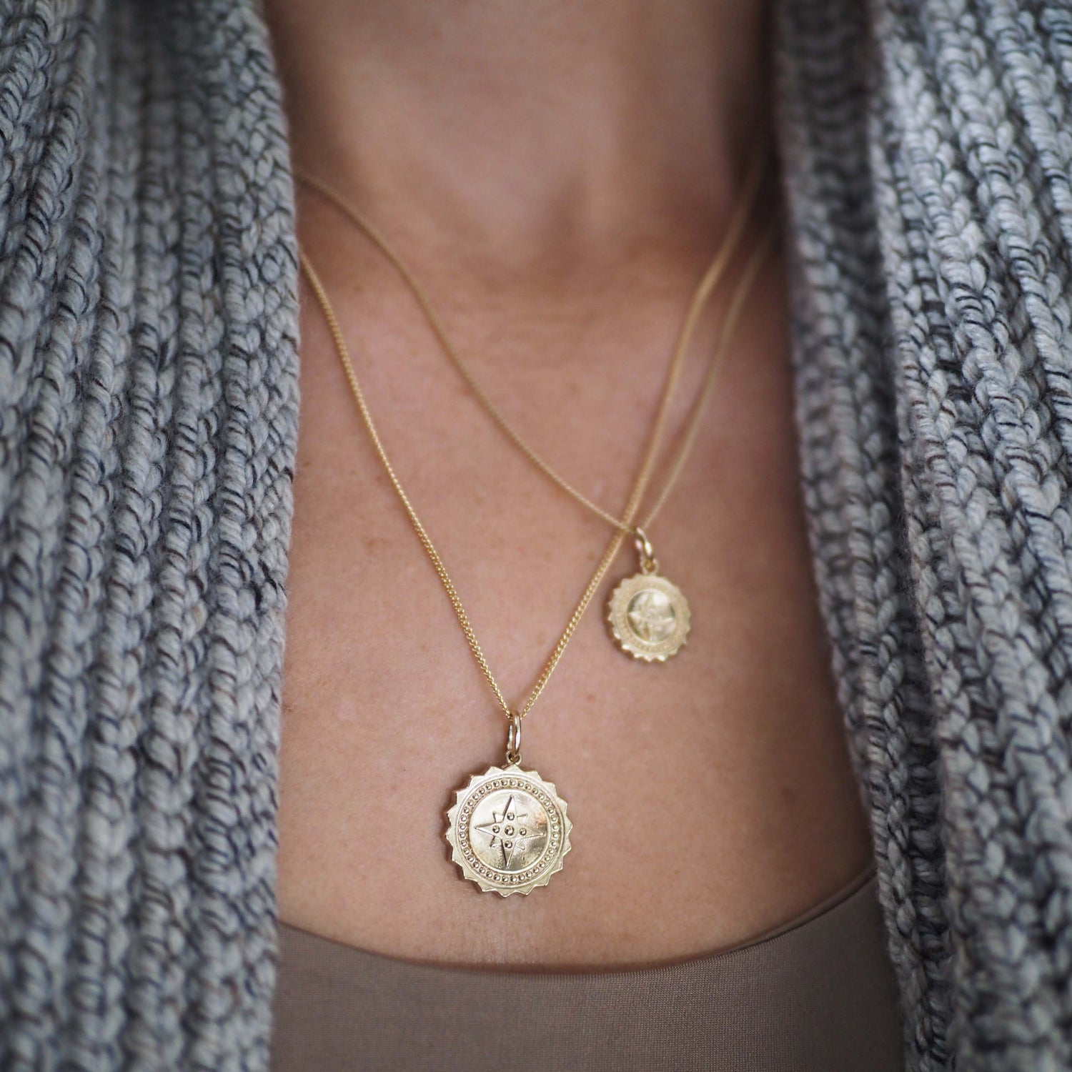 Compass Necklace in 9ct Solid Gold, a meaningful gift symbolising guidance and protection, inspired by ocean voyages and adventure, available in yellow, white, and rose gold