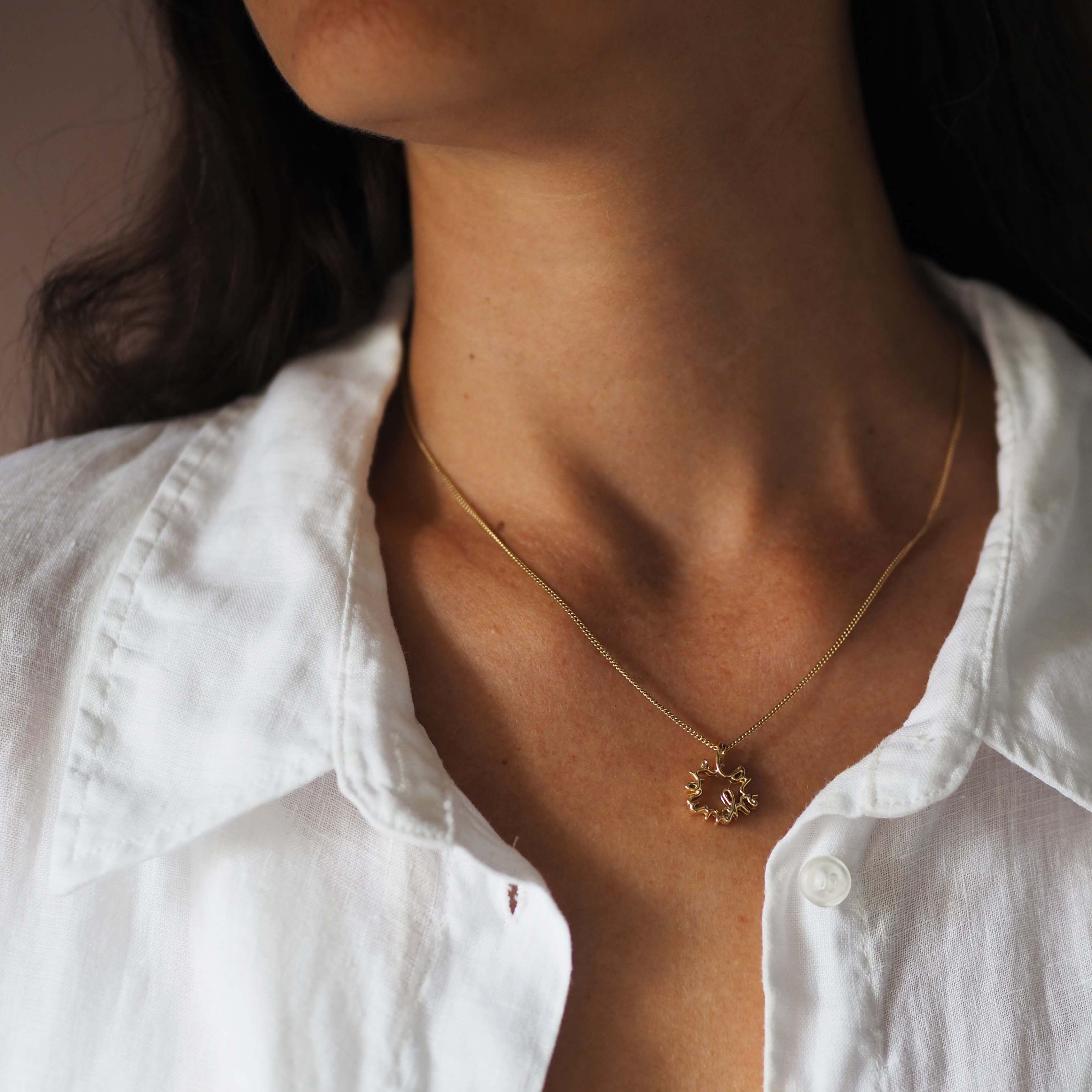 Bianca Jones handcrafted Love You More necklace available in yellow, rose, and white gold, embodying a profound expression of affection